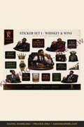 Sticker Set 1 | Wine & Whiskey digital sticker sheet preview