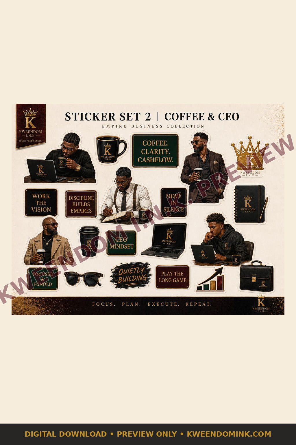 Sticker Set 2 | CEO & Coffee digital sticker sheet preview