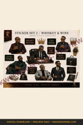 Sticker Set 2 | Whiskey & Wines digital sticker sheet preview