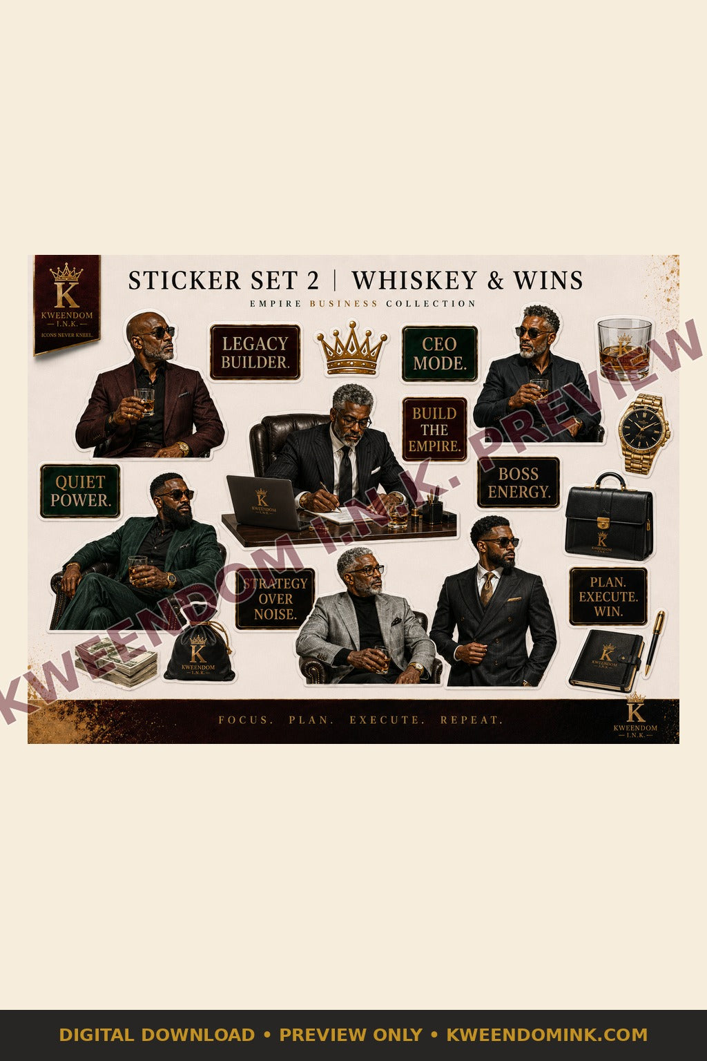 Sticker Set 2 | Whiskey & Wines digital sticker sheet preview