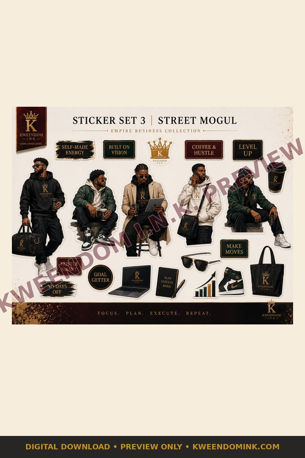 Sticker Set 3 | Street Mogul digital sticker sheet preview