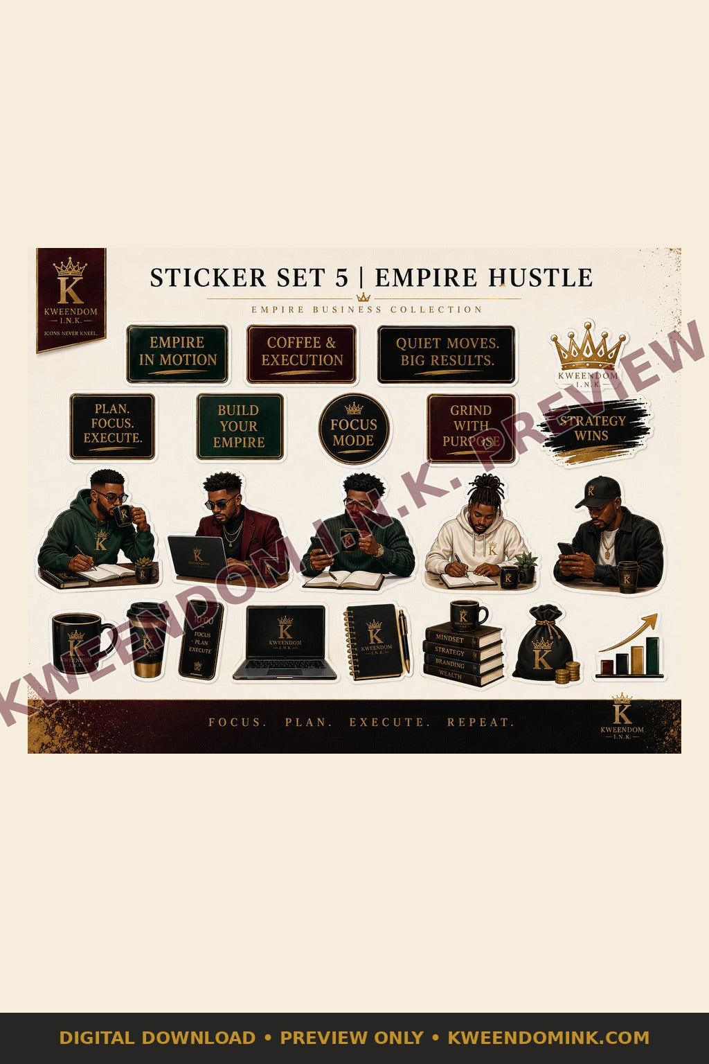 Sticker Set 5 | Empire Hustle digital sticker sheet preview