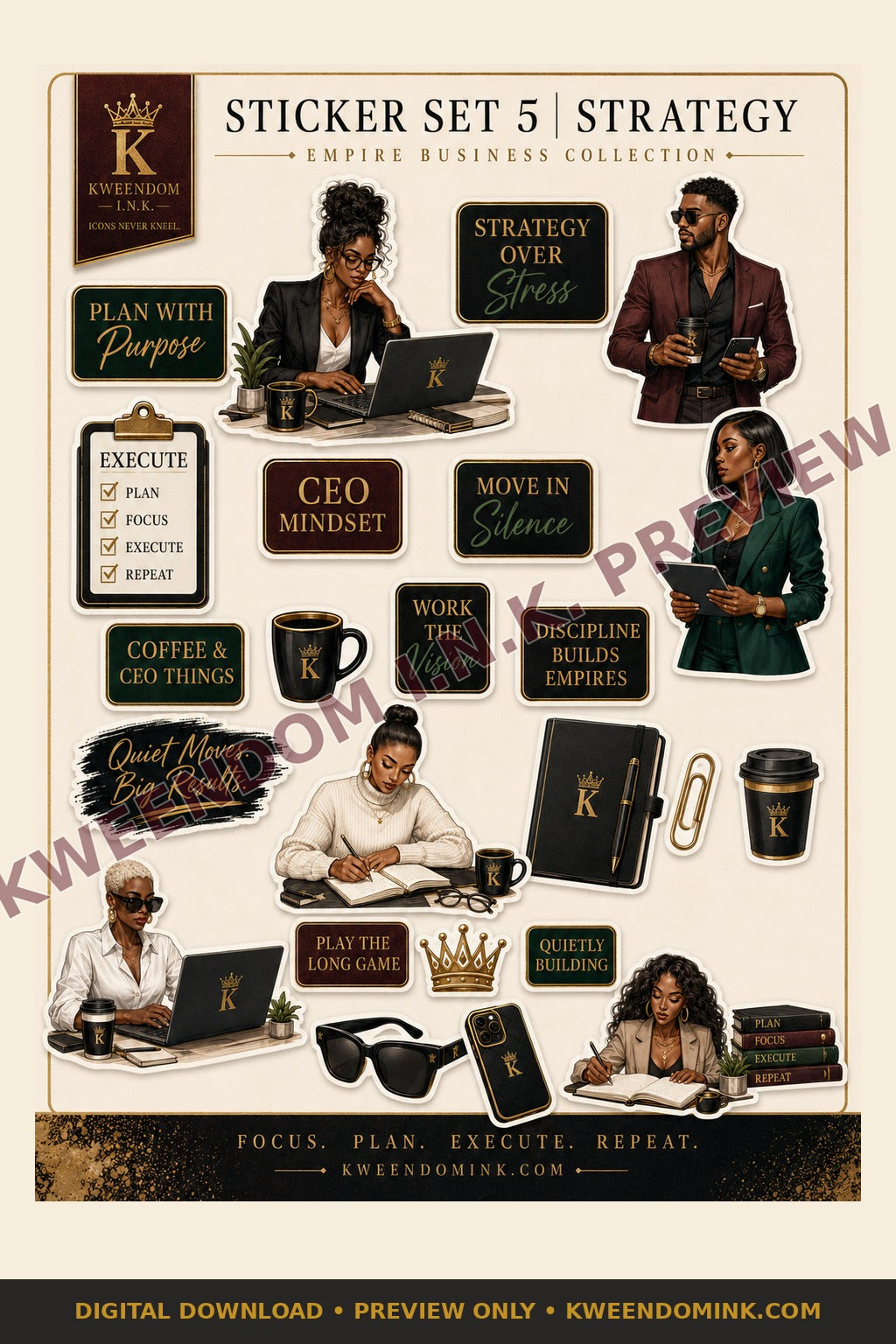 Sticker Set 5 | Strategy digital sticker sheet preview