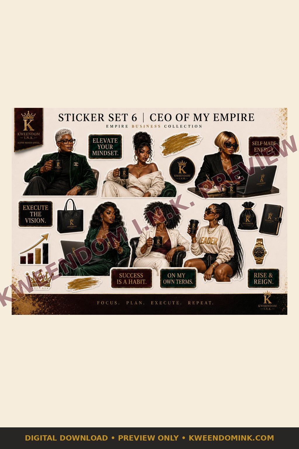 Sticker Set 6 | CEO of My Empire digital sticker sheet preview