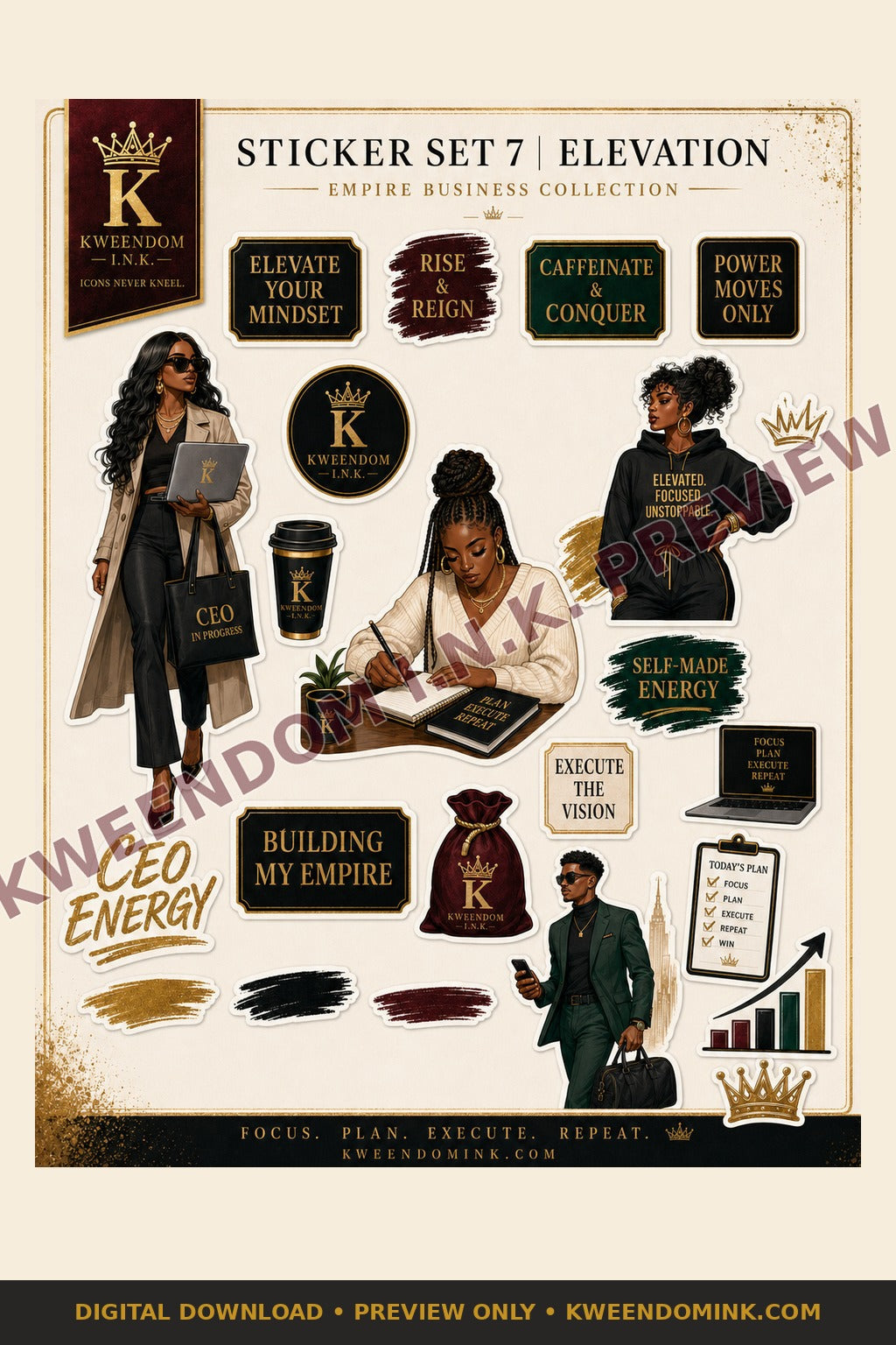 Sticker Set 6 | Elevation digital sticker sheet preview