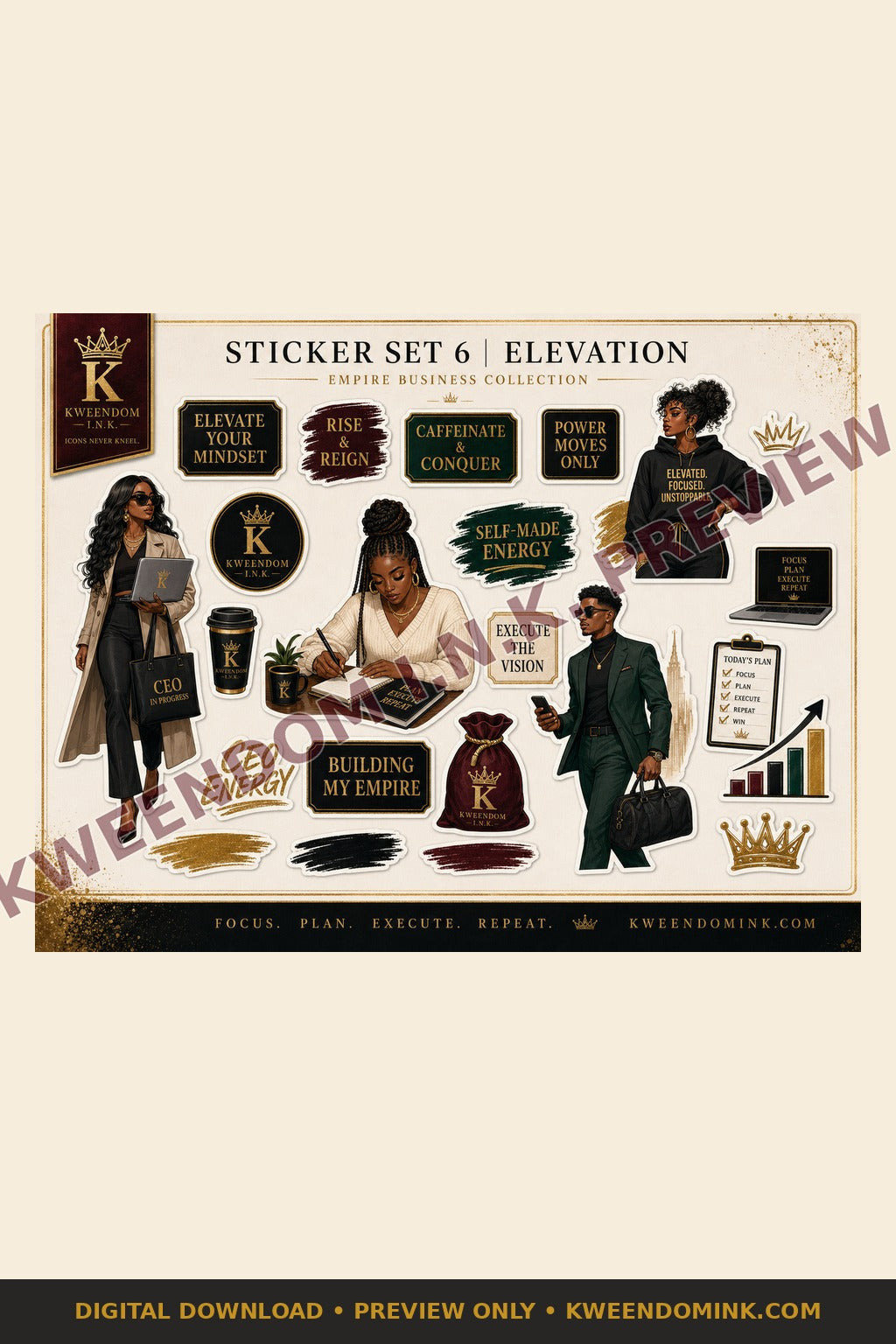 Sticker Set 6 | Elevation (Alt Layout) digital sticker sheet preview