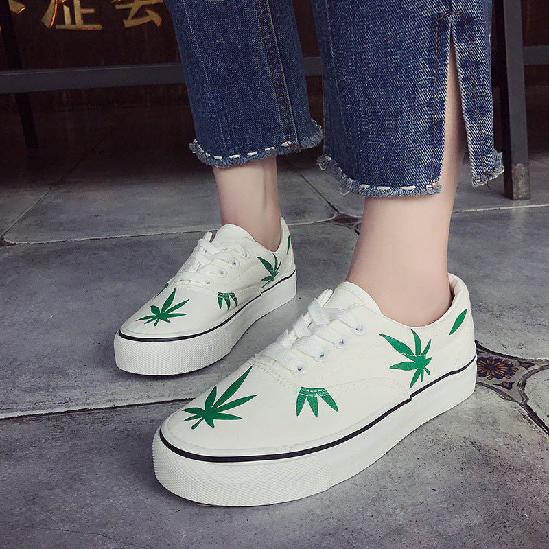 Leaf Style Canvas Sneakers for Women