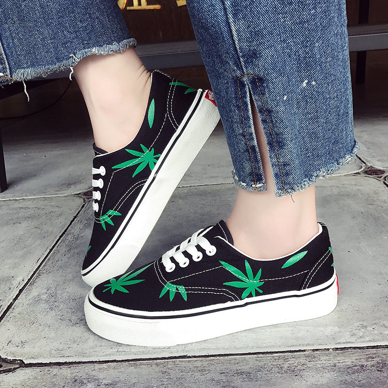 Leaf Style Canvas Sneakers for Women