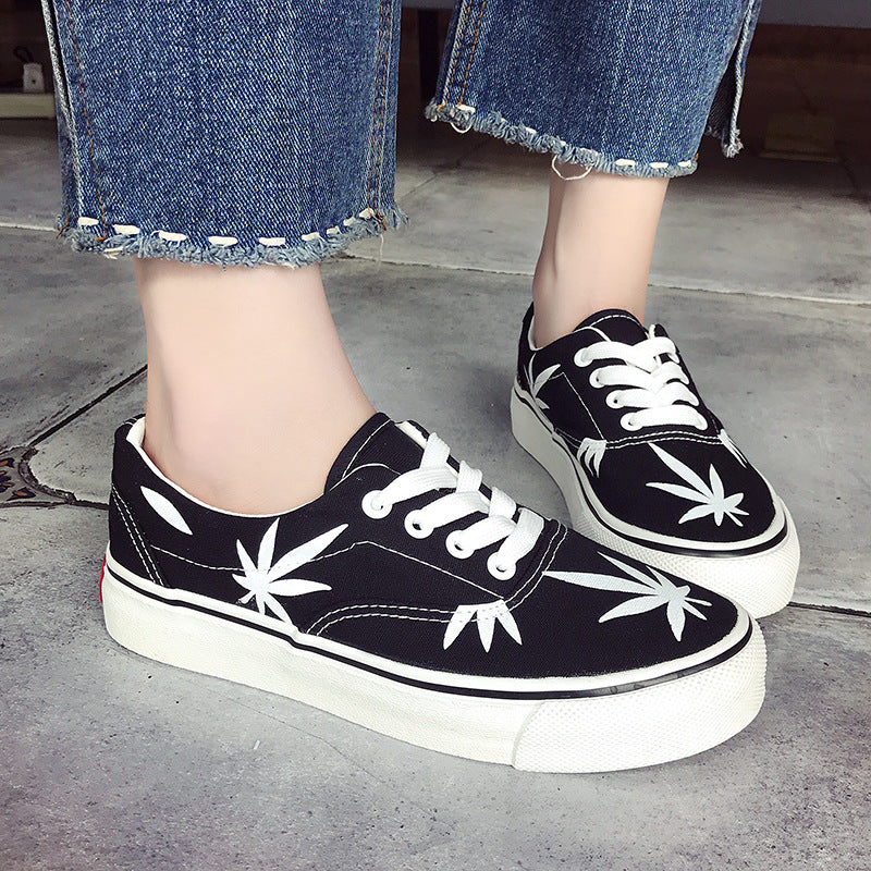 Leaf Style Canvas Sneakers for Women