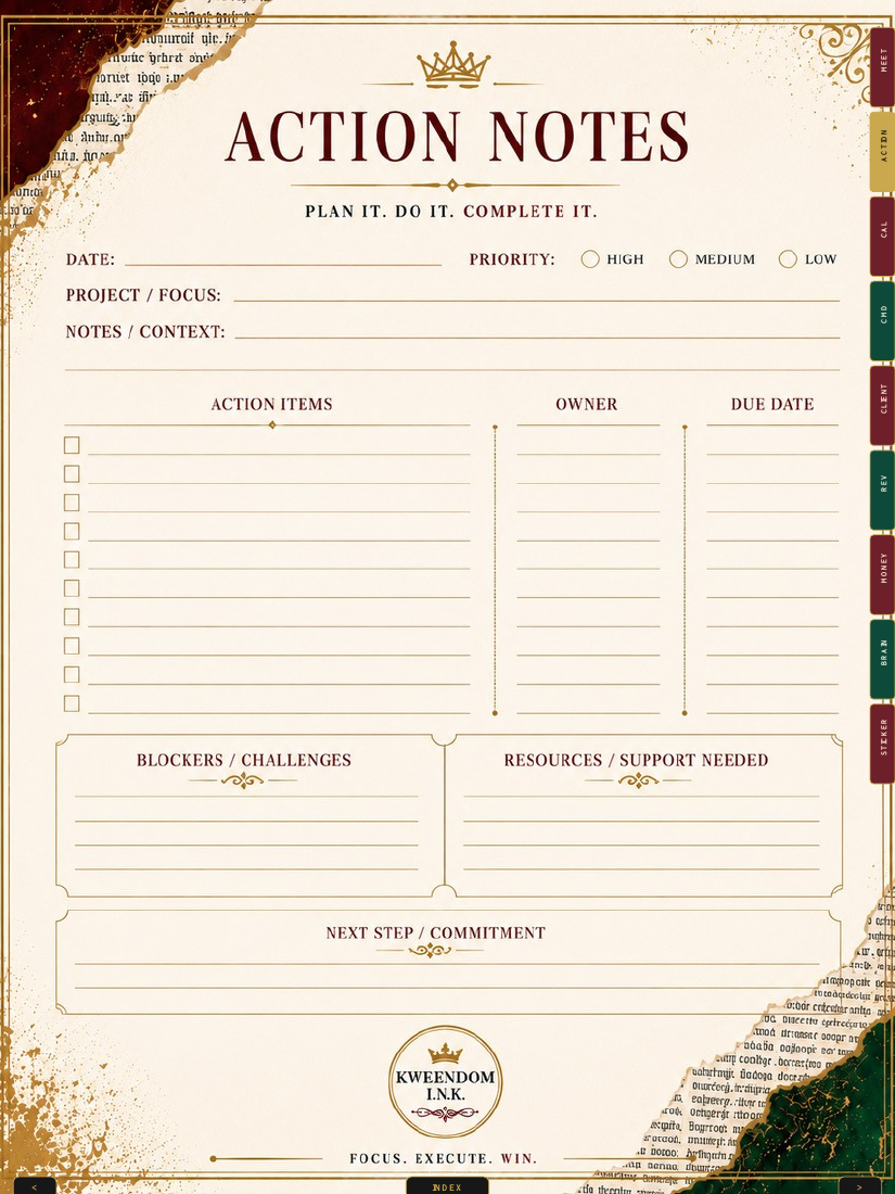 Action Notes and Brain Dump Pack preview