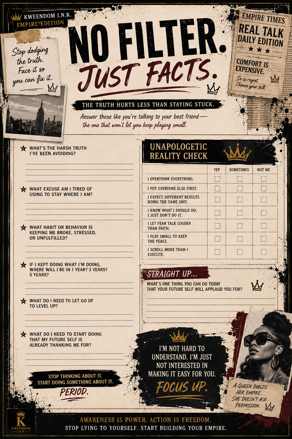 No Filter—Just Facts Planner Page