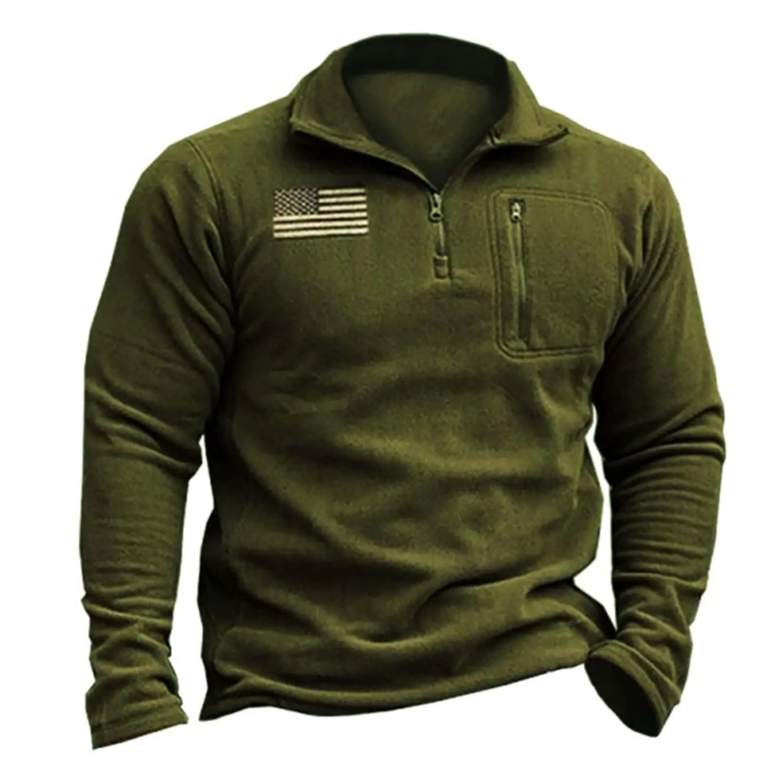 GRMNSG Mens Tactical Fleece Jacket Quarter Zip Pullover Soft Warm Sweatshirt Army Green