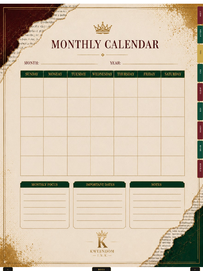 Undated Monthly Calendar Pack preview