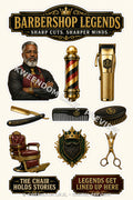 Barbershop Legends digital sticker sheet preview by Kweendom I.N.K.