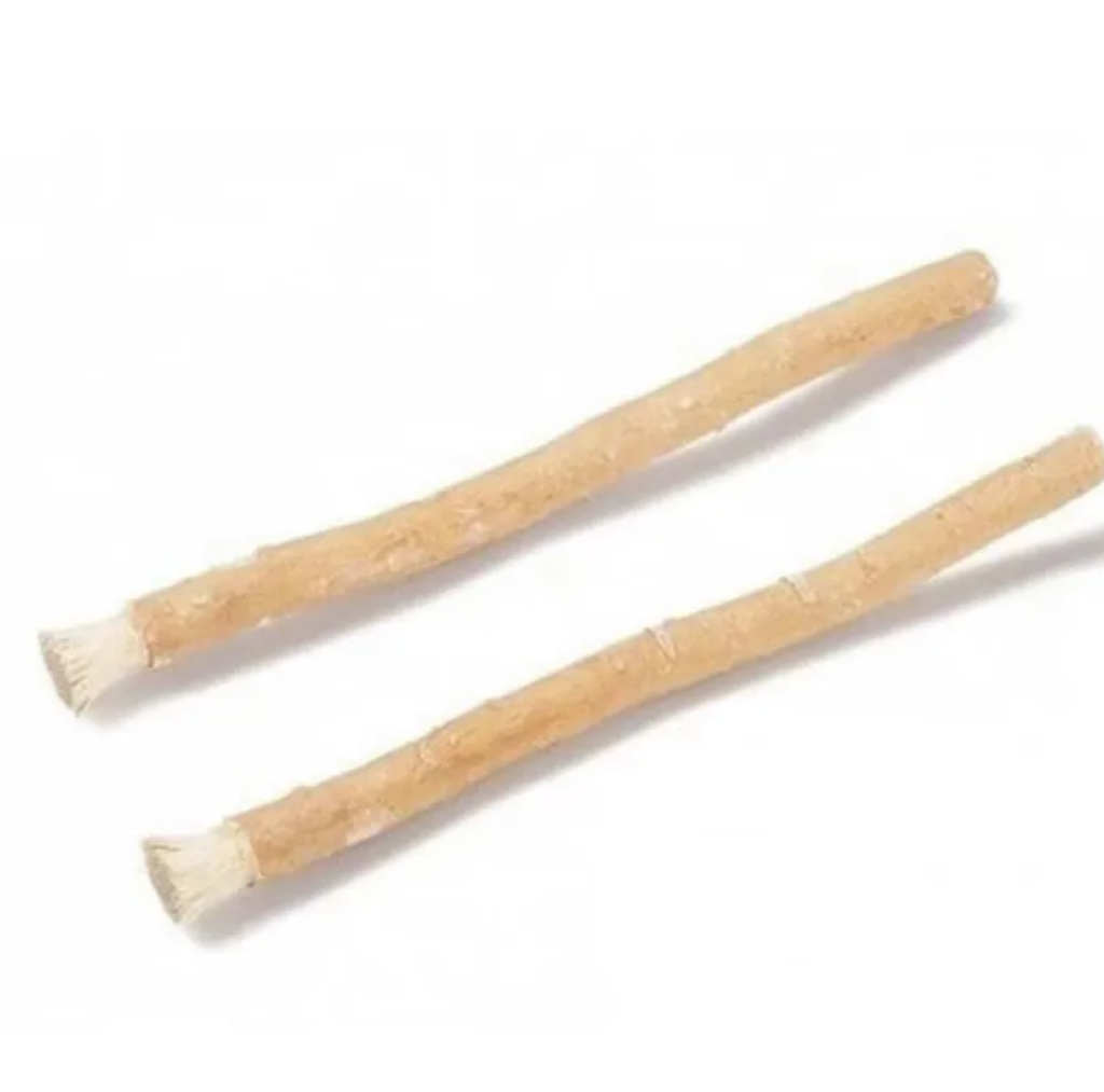 Two Miswak Tooth Cleaning Sticks made from natural wood for effective oral care and teeth cleaning.