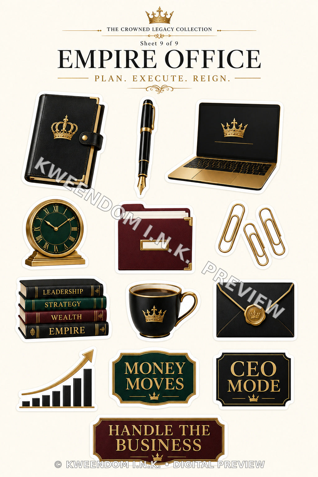 Empire Office digital sticker sheet preview by Kweendom I.N.K.