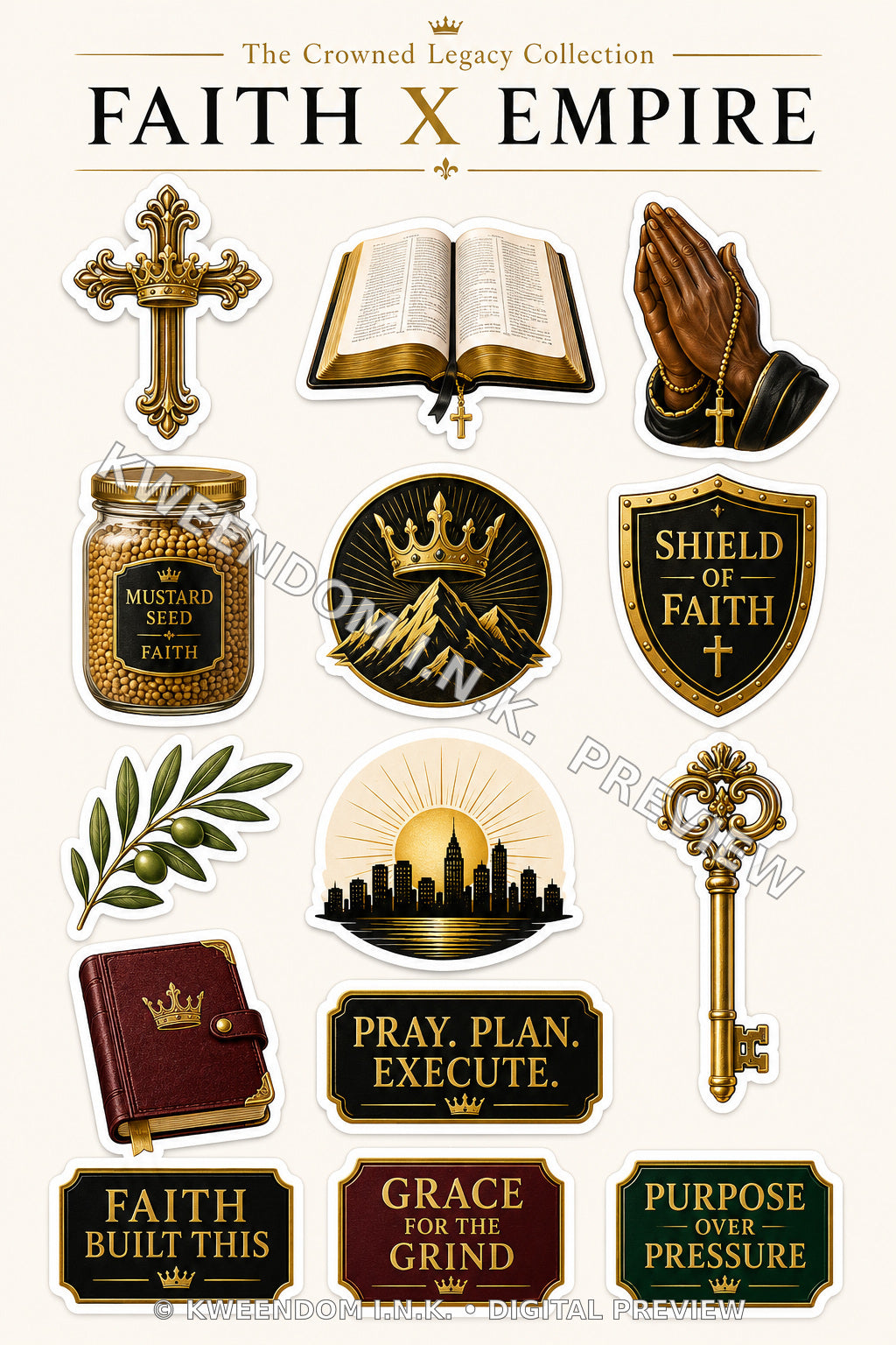 Faith X Empire digital sticker sheet preview by Kweendom I.N.K.