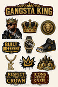 Gangsta King digital sticker sheet preview by Kweendom I.N.K.