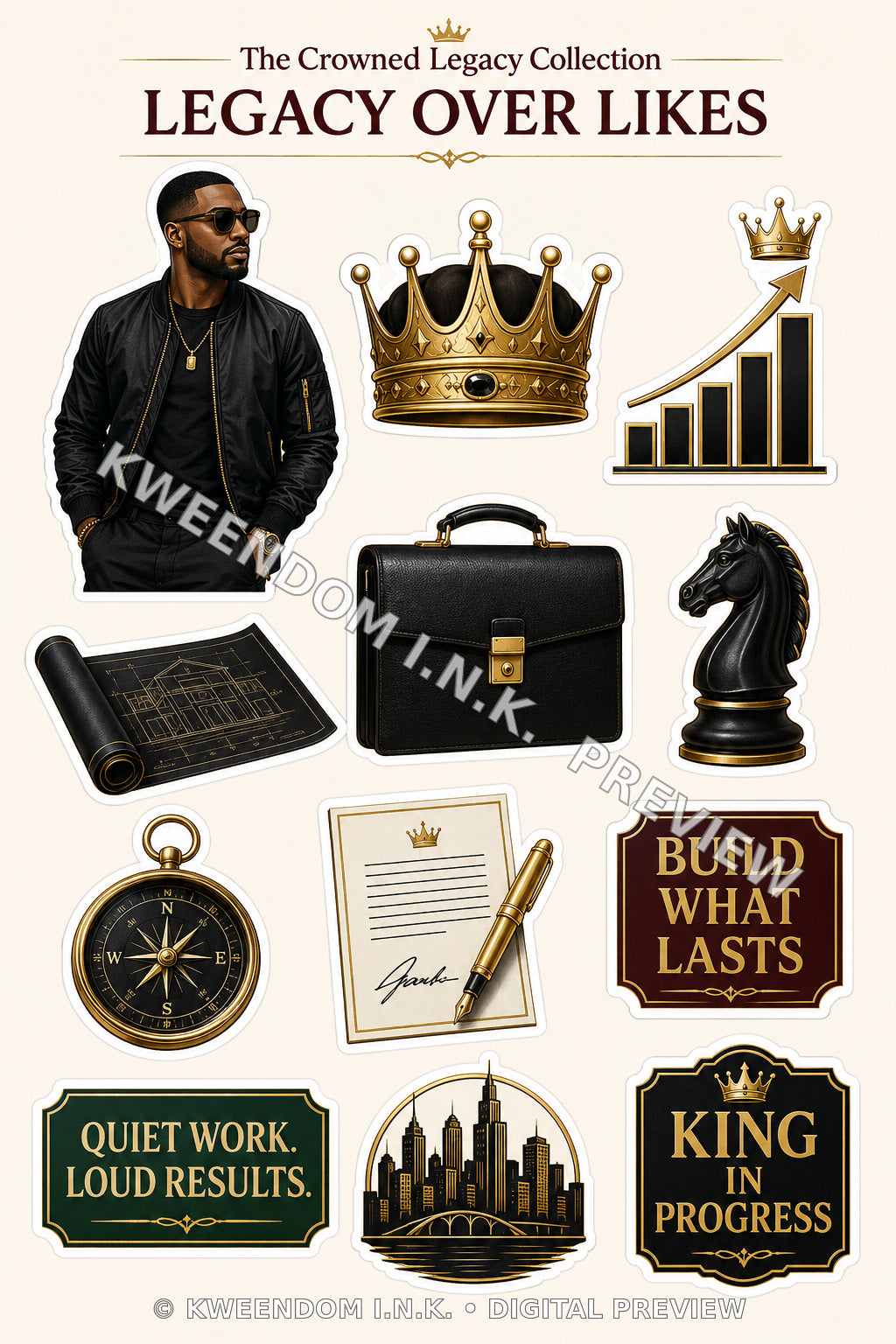 Legacy Over Likes digital sticker sheet preview by Kweendom I.N.K.